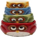 Cosmos gifts Measuring Cup Set Owl Design red Green Blue Yellow 4 Pack, Medium