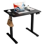 ERGOMAKER Electric Height Adjustable Standing Desk 80x60cm (31.5"x23.6"), Sit Stand Desk with Splicing Top for Home Office (Black Frame + Black Desktop)