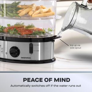 Daewoo 3-Tier Food Steamer – Healthy Electric Vegetable Cooker