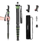 Monopods for Cameras Manbily Camera Monopod 61inches Walking Stick with Handle Portable Compact Travel Monopod Aluminum Alloy Selfie Stick 6 Sections 15.4lbs for DSLR Video Camcorder Stand (GREEN)