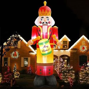 GUDELAK 12 FT Giant Christmas Inflatables Nutcracker Soldier, Christmas Inflatable Outdoor Decoration with LEDs, Christmas Blow Ups Outdoor Christmas Decorations for Yard Lawn Garden