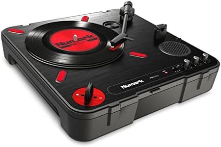 Numark PT01 Scratch | DJ Turntable for Portablists With User Replaceable Scratch Switch, Built In Speaker, Power via Battery or AC Adapter, Three Speed RPM Selection & USB Connectivity