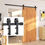 Acicihenn 8FT Sliding Barn Door Hardware Kit, 330 lbs Heavy Duty/Smoothly/Quietly Single Door Track Roller Kit, Fit 48" Wide Door Panel, Easy Installation (Black)