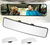 KITBEST Rear View Mirror, Universal Interior Clip On Panoramic Rearview Mirror to Reduce Blind Spot Effectively – Wide Angle – Convex – For Cars, SUV, Trucks (Bonus 2 PCS Blind Spot Mirrors)