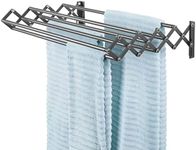 mDesign Steel Wall Mount Accordion Expandable Retractable Clothes Air Drying Rack - 8 Bars for Hanging Garments - Organizer for Laundry/Utility Room, Bathroom, Garage, Bardo Collection, Dark Gray