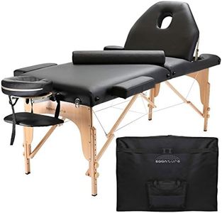 Saloniture Professional Portable Massage Table with Backrest - Black