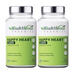 Health Veda Organics Happy Heart Supplement with CoQ10, Arjuna Bark, Grape Seed | 120 Veg Tablets | Supports Heart Health & Enhances Blood Circulation | For both Men & Women (Pack of 2)