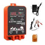 Electric Fence Energiser, 3.5 Joules 6.2 Miles,Input 12V Output 8 KV or 12KV, with Remote Control, High Voltage Pulse Controller for Livestock,Large Animals,Horse,Keep Out Predators (Without Alarm)