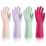 ThxToms 4 Pairs Kitchen Dishwashing Nitrile Gloves, Reusable Latex Rubber Free Household Cleaning Gloves, Kitchen and Bathroom Cleaning, Non-Slip, Flexible &Waterproof, 10 Mil, Colorful, Large