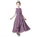 dideyttawl Wisteria Floor Length Dress for Flower Girl Long Ball Gowns for Teenager Big Girl Tulle Dress Birthday Party Gown Wisteria 16