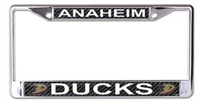 Stockdale Anaheim Ducks Carbon Fiber Design Laser Frame Chrome Metal License Plate Cover