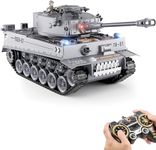 Supdex 1:18 RC Tank, 2.4Ghz WW2 German Tiger I Remote Control Tank Model Toys, 15 Channel Battle Military Tank with Smoke Effect, Light & Sound, Army Toy for Adult and Kid That Shoots BBS, Water Bombs