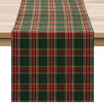 Softalker Christmas Checkered Tartan Table Runner - Green Buffalo Plaid Xmas Stain Resistant Washable Table Decoration for Dining/Parties/Holiday Decor, 13 x 108 Inch