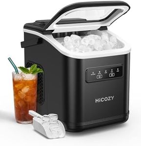 HiCOZY Ice Maker, Countertop Ice Machine with Handle, Ice in 6Mins, 12KG in 24Hrs, Portable Ice Maker Machine with Self-Cleaning for Home/Kitchen/Party/Bar (Black)