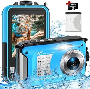 4K Waterproof Camera with 32GB Card 11FT Floatable Digital Camera Waterproof Digital Camera 56MP Autofocus 16X Compact Underwater Cameras for Snorkeling with 1250mAh Battery