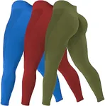 SENBAN 3 Piece Seamless Scrunch Leggings for Women High Waist Workout Athletic Yoga Pants Butt Lifting Booty Tights Claret Olive Blue L