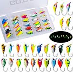 Goture Ice Fishing Jigs Tungsten Kit with Carbon Steel Hooks in Tackle Box, Winter Ice Fishing Lures for Bass, Pike, Trout, Walleye, Crappie, Panfish