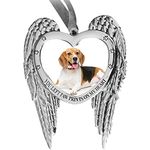 Holiday Jingle Dog Remembrance Ornament - Nickel-Plated Pet Memorial Photo with Silver Ribbon Elegant Ornaments for Christmas Tree-Dog -2.5 x 2-inch Opening