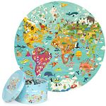 Boppi puzzles for 5+ year olds / 150 Piece Round Circle Jigsaw Puzzles for Kids Aged 5-8 Made with 100% Recycled Card – World Map