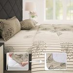 Story@Home 100% Cotton Elastic Fitted Bedsheets King Size with 2 Pillow Covers (72 x 78 inch, Beige)