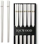 Ceramic Chopsticks, 5 Pairs - 9.5 Inch Reusable Chopsticks, Dishwasher Safe, High-grade Bone China Porcelain with Case