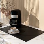 Coffee Mat 16''x24'', Dish Drying Mats for Kitchen Counter Absorbent Hide Stain Bar Mat Coffee Bar Accessories Anti Spill Mat Rubber Backed Fit Under Coffee Maker Espresso Machine Dish Rack (Black)