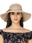 FabSeasons Long Brim Beach and Sun Hat/caps for Women & Girls, Brown