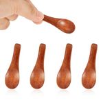 4 Pcs Handmade Tiny Wooden Spoons, 2.36in Small Miniature Spoons for Spices Mini Little Wooden Spoons for Sauces Sugar Salt Dips Spices Honey Mustard Cooking