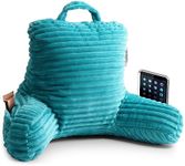 Nestl Cut Plush Striped Reading Pillow for Kids & Teens, Small Back Pillow, Back Support Pillow, Shredded Memory Foam Bed Rest Pillow with Arms, Teal