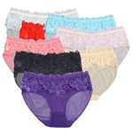 JK Home Transparent Lace Panties Stretch Low Waist Underwear Bikini Briefs for Women 6pcs-Random Color M