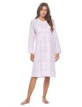 Casual Nights Women's Flannel Floral Long Sleeve Nightgown, Pink Paisley Speckled, Medium