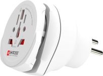 SKROSS Combo World to UK Travel Adapter - Universal Adapter for 2- & 3-Pole Devices from 220+ Destinations, Swiss-Engineered for UK Sockets (White)