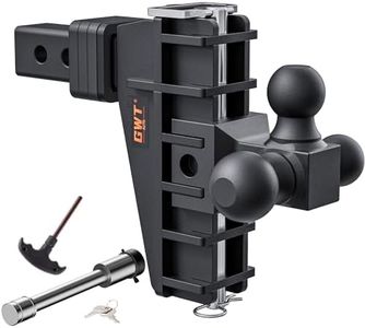 GWTAUTO Adjustable Trailer Hitch, Tri-Ball (1-7/8" x 2" x 2-5/16") Drop Hitch, Fits 2-Inch Receiver, 6 Inch Drop Hitch, 17000 LBS GTW-Class 3 Tow Hitch for Heavy Duty Truck, Black, Solid Ball Mount