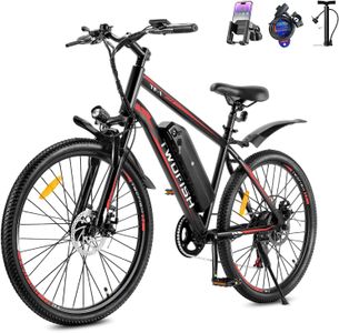 TWOFISH Electric Mountain Bike for Adults, 250W Motor, 36V 15Ah Battery, 100KM Range, 7-Speed, LED Display, Disc Brakes – Black-Red