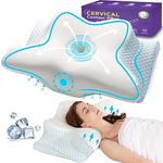 Cooling Cervical Pillow for Neck Pain Relief, Contour Memory Foam Pillow for Sleeping, Ergonomic Orthopedic Neck Support Pillow for Side,Back & Stomach Sleepers, Ultra Soft Bamboo Cover with Zipper