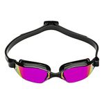 Aquasphere XCEED Adult Swim Goggles - Curved Lens Technology, Adjustable Nose Bridge - Ideal Partner for Performance Swimmers | Unisex Adult, Pink Titanium-Mirrored Lens, Black/Black Frame