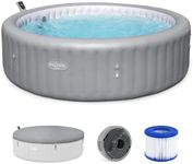 Bestway SaluSpa Hawaii Smart AirJet Inflatable Hot Tub Round Portable 6 to 8 Person Spa with 190 AirJets, App Control and EnergySense Cover, Grey
