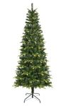 Uten 6ft Slim Christmas Tree, with Realistic PE Leaves Artificial Pencil Xmas Tree Indoor Home Decoration, 600 Natural Looking PVC & PE Tips, Hinged Branches, Metal Stand, 2 Styles Branches, Reusable
