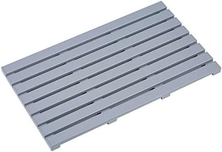 AAMEN Bamboo Wooden Bath Mat, Shower Mat Non-Slip Waterproof, Bathroom Floor Mat for Indoor Outdoor, Floor Mat for Bathtub Spa, Duckboard Bath Mat, Grey