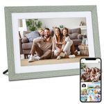 Veidoo 10.1 inch Smart Cloud Wooden Digital Picture Frame, 1280x800 IPS Touch Screen, for Families, Digital Photo Frame Built in 32GB Memory, Share Moments via Frameo App (Gray)