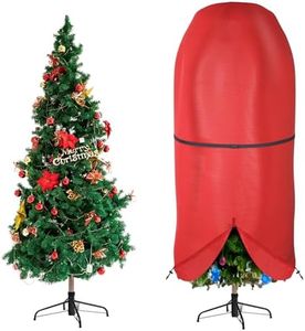 Christmas Tree Cover with Adjustable Straps, Upright Xmas Tree Storage Bag with Zipper & Drawstring for up to 9 Foot Artificial Tree Standing with Ornaments, Waterproof, Dustproof