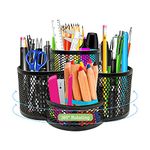 Pen Holder for Desk, 360 Degree Rotating Pencil Holder Desk Organizer with 7 Compartments Mesh Desktop Stationary Organizer Home Office Art Supply Desk Accessories & Workspace Organizers