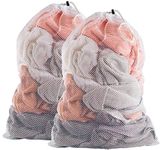 Commercial Mesh Laundry Bag - Sturdy Mesh Material with Drawstring Closure. Ideal Machine Washable Mesh Laundry Bag for Factories, College, Dorm and Apartment Dwellers. (24" x 36" | White | 2-Pack)