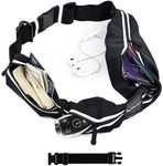Best 3 Pocket Runners Fanny Pack Belt w/RFID Blocking pouch - Fits iPhone 8 Plus X 11 12 13 14 Pro & Android Samsung. No Bounce, Waterproof, Fitness & Travel Belt! Sleekest, Most Durable in The World!