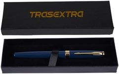 TRASEXTRA 0.5mm Gel Pens Fine Ball Metal pen body Ballpoint Pens Ballpoint Ink Pens Fine Point Smooth Writing Pens Black Ink Office Supplies Gifts for Women Men(Blue)