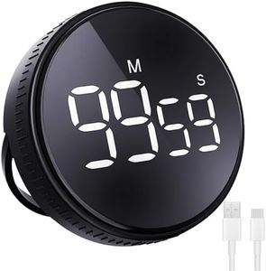 Xkimos Kitchen Timer, Productivity Timer with LED Digital Display Magnetic Rechargeable Countdown Countup Timer,Volume and Brightness Adjustable for Home Classroom Gym Office (Black)