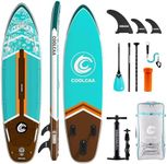 COOLCAA Inflatable Paddle Board with Carbon Paddle, Extra Wide Stand Up Paddle Board with Roller Bag & Floating Paddle, 6” Thick ISUP Board with SUP Accessories, Sup Paddle Board Adults Kids