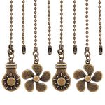 GORGECRAFT 2 Set 4PCS Ceiling Fan Beaded Ball Pull Chain Four-Leaf Clover Extension Chains Extender for Ceiling Lights Bulb Decorative Antique Bronze Pendant Ornaments with Connector Home Decorations