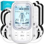 Rechargeable TENS Machine: Easy@Home Electric Muscle Stimulator Unit - EMS Pulse Massager for Pain Therapy & Muscle Relief - Dual Channel 24 Modes 16 Pads EHE020