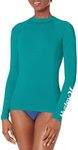 Hurley Women's Standard One and Only Long-Sleeve Rashguard, Emerald, X-Large